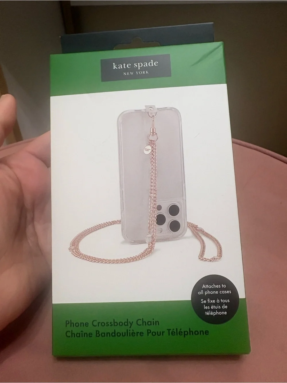 kate spade Rose Gold Phone Crossbody Chain Strap